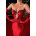 Sweetheart Strapless Sequined Cut Outs Sheath Long Prom Gown
