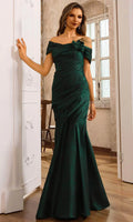 Classic Ruched Jacquard Mermaid Floor-Length Prom Evening Dress