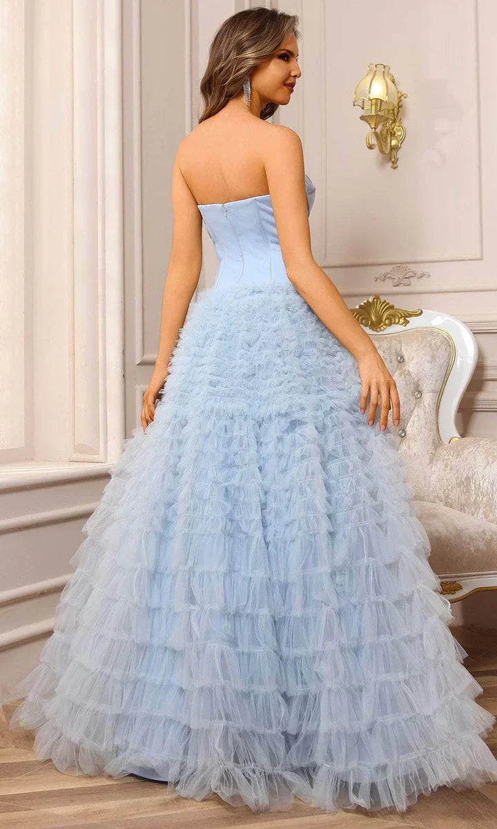 Chic Floor-Length Corset Strapless Ballgown