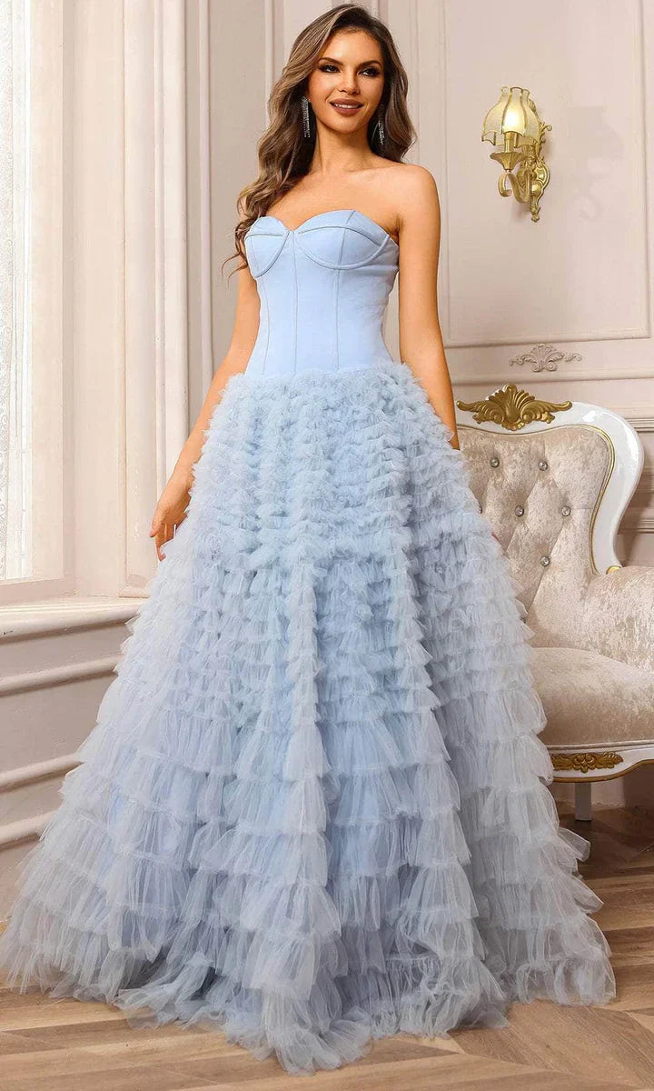 Chic Floor-Length Corset Strapless Ballgown