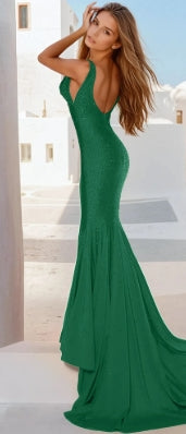 Sexy V Neck Empire-Waist Mermaid Prom Dress