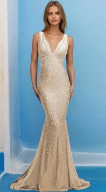 Sexy V Neck Empire-Waist Mermaid Prom Dress