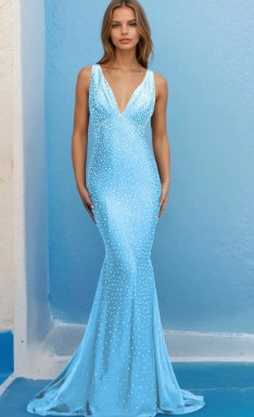 Sexy V Neck Empire-Waist Mermaid Prom Dress