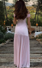Fashion Off the Shoulder  Ruched/Pleats Floor-Length Prom Dress