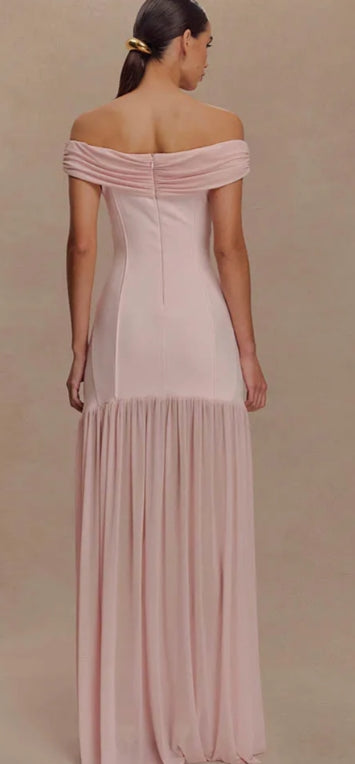Fashion Off the Shoulder  Ruched/Pleats Floor-Length Prom Dress