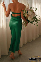 Minimalist Ankle-Length Strapless Backless Maxi Dress