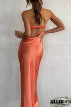 Minimalist Ankle-Length Strapless Backless Maxi Dress