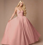 Elegant Spaghetti Sleeveless Bandeau Straps  Ballgown
