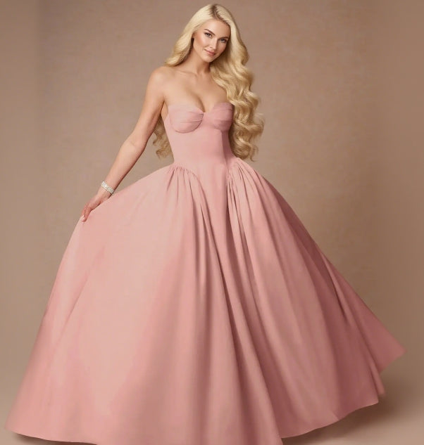 Elegant Spaghetti Sleeveless Bandeau Straps  Ballgown