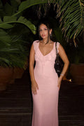 Solid Color Ruffled Tie Waist Bodycon Sleeveless Maxi Dress Prom Dresses