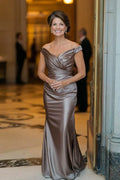 Elegant Brown Sheath Ruched Mother of the Bride/Groom Dress Evening Formal Prom Dress