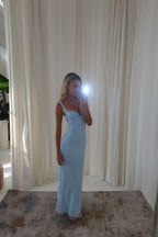 Sexy Spaghetti Straps Floral Open Back Mermaid Maxi Dress Prom Dresses