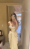 Sexy Mermaid Strapless Long Chiffon Prom Dress