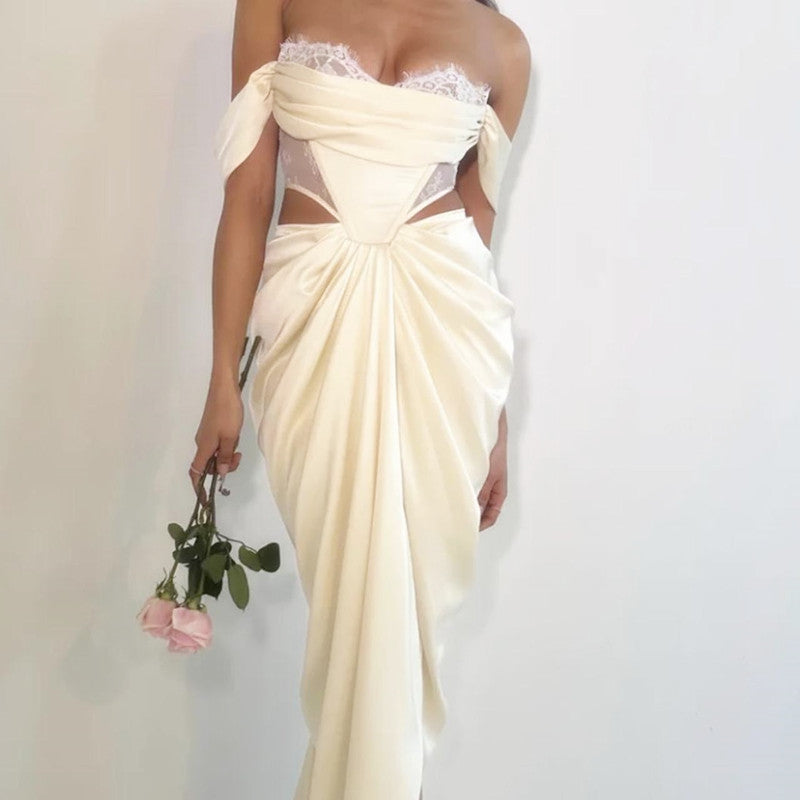 Sexy Mermaid Strapless Long Chiffon Prom Dress