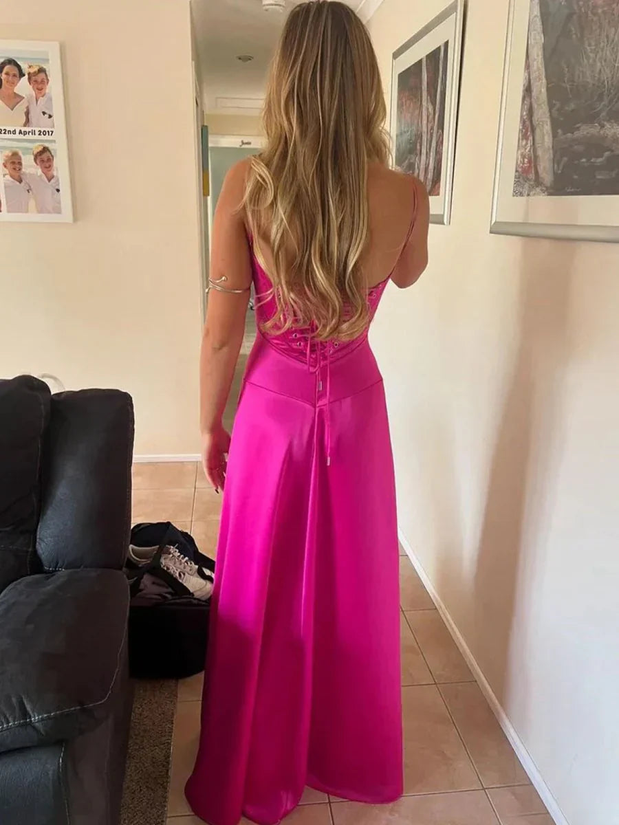 Sexy Straps A-line Long Formal Dress Prom Dresses