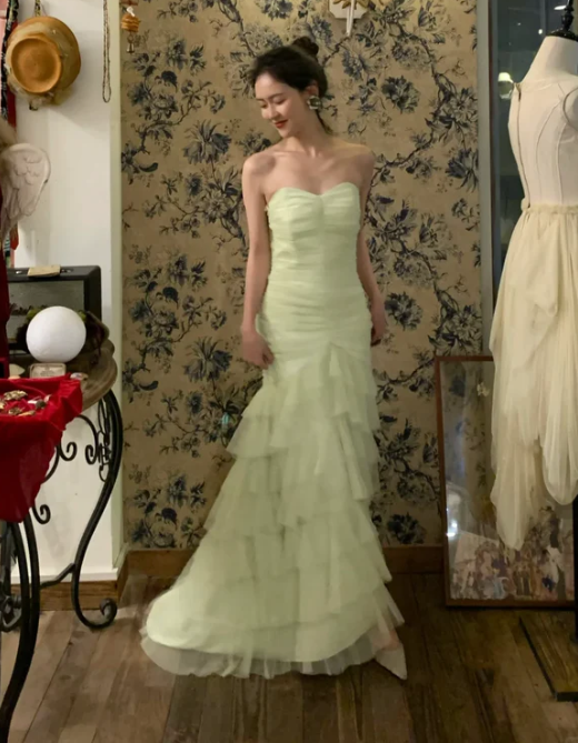 Vintage Light Sweetheart Neck Layered Tulle Prom Dress  Birthday Dress
