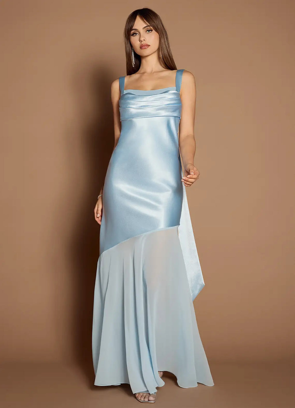 Sky Spaghetti Straps Ruched Backless Dress Prom Dresses