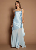 Sky Spaghetti Straps Ruched Backless Dress Prom Dresses