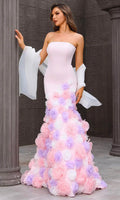 Artistic Strapless Trumpet Sheath Gown Sweep Prom Dresses