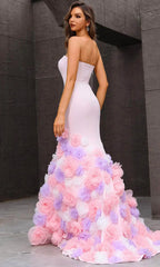 Artistic Strapless Trumpet Sheath Gown Sweep Prom Dresses