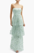 Elegant Sequin Embroidered Strapless Tiered Gown Prom Dresses