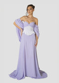 Elegant tube top Backless Lavender and Pearls Beaded Set Prom Dresses