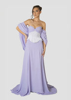 Elegant tube top Backless Lavender and Pearls Beaded Set Prom Dresses