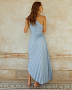 Chic One Shoulder Sleeveless Ruched Ankle-Length Prom Dresses