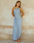Chic One Shoulder Sleeveless Ruched Ankle-Length Prom Dresses