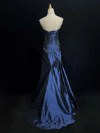 Sexy Sweetheart Sleeveless Mermaid Satin Long Prom Dresses For Party