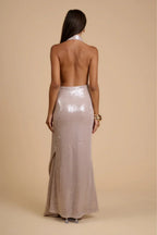 Chic Sparkling Glitter Sleeveless V Neck Ankle-Length Prom Dresses