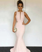 Mermaid Backless Sleeveless Long Evening Prom Dresses