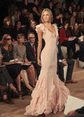 Pretty Mermaid V neckline Long Chiffon Prom Dresses Evening Dress