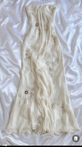 Pretty Sheath Halter Sleeveless Ivory Chiffon Hand-sewn flowers Prom Dresses Long Evening Dress