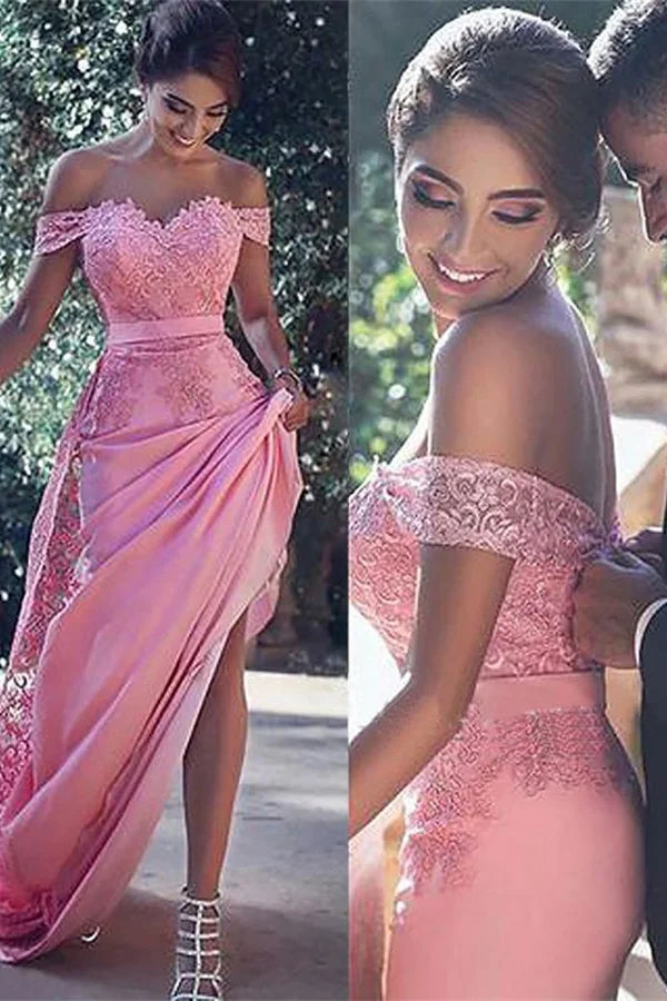 Elegant  Off-the-Shoulder Appliques Prom Dress