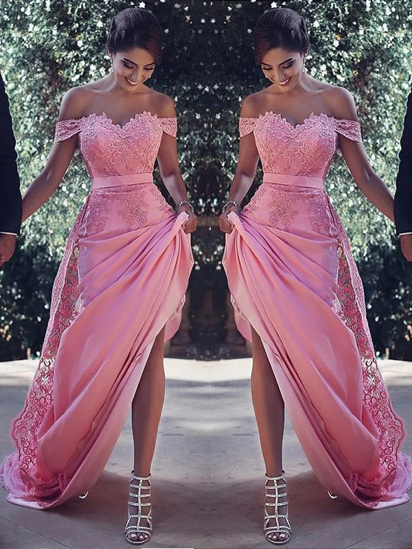 Elegant  Off-the-Shoulder Appliques Prom Dress