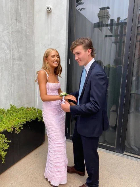 Simple Mermaid Spaghetti Straps Floor Length Sleeveless  Prom Dress