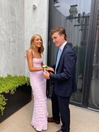 Simple Mermaid Spaghetti Straps Floor Length Sleeveless  Prom Dress