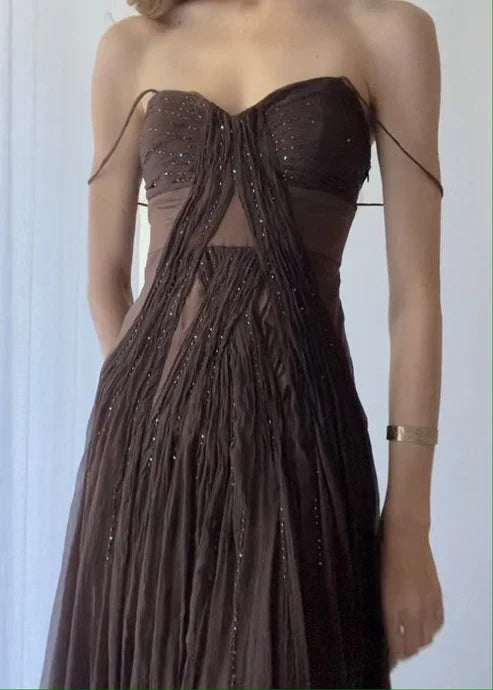 Vintage A Line Straps Floor Length  Prom Dresses