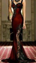 Vintage  Spaghetti Straps Mermaid Lace Evening Prom Dresses