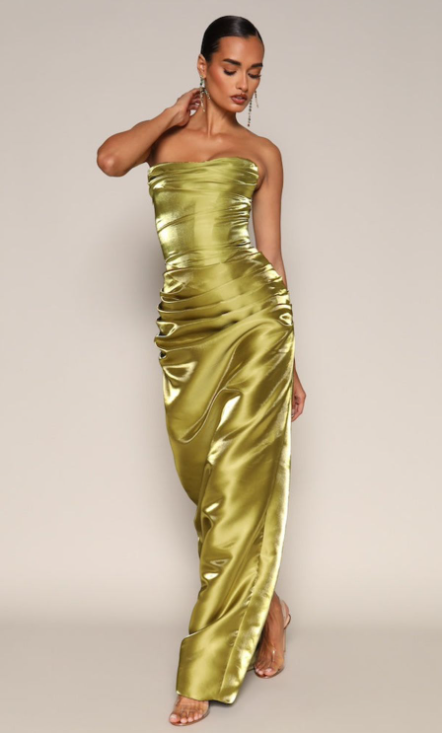 Chic Strapless Corset Ruched Split Prom Dress