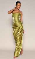 Chic Strapless Corset Ruched Split Prom Dress