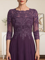 A-line Scoop Floor-Length Lace Chiffon Mother of the Bride Dress With Sequins