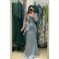 Sexy V-neck Pleats Long Sleeves Formal Evening Gowns