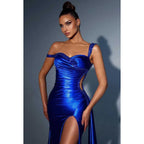 Sweetheart Cut Outs Sequined Satin Sheath Long Prom Evening Gown