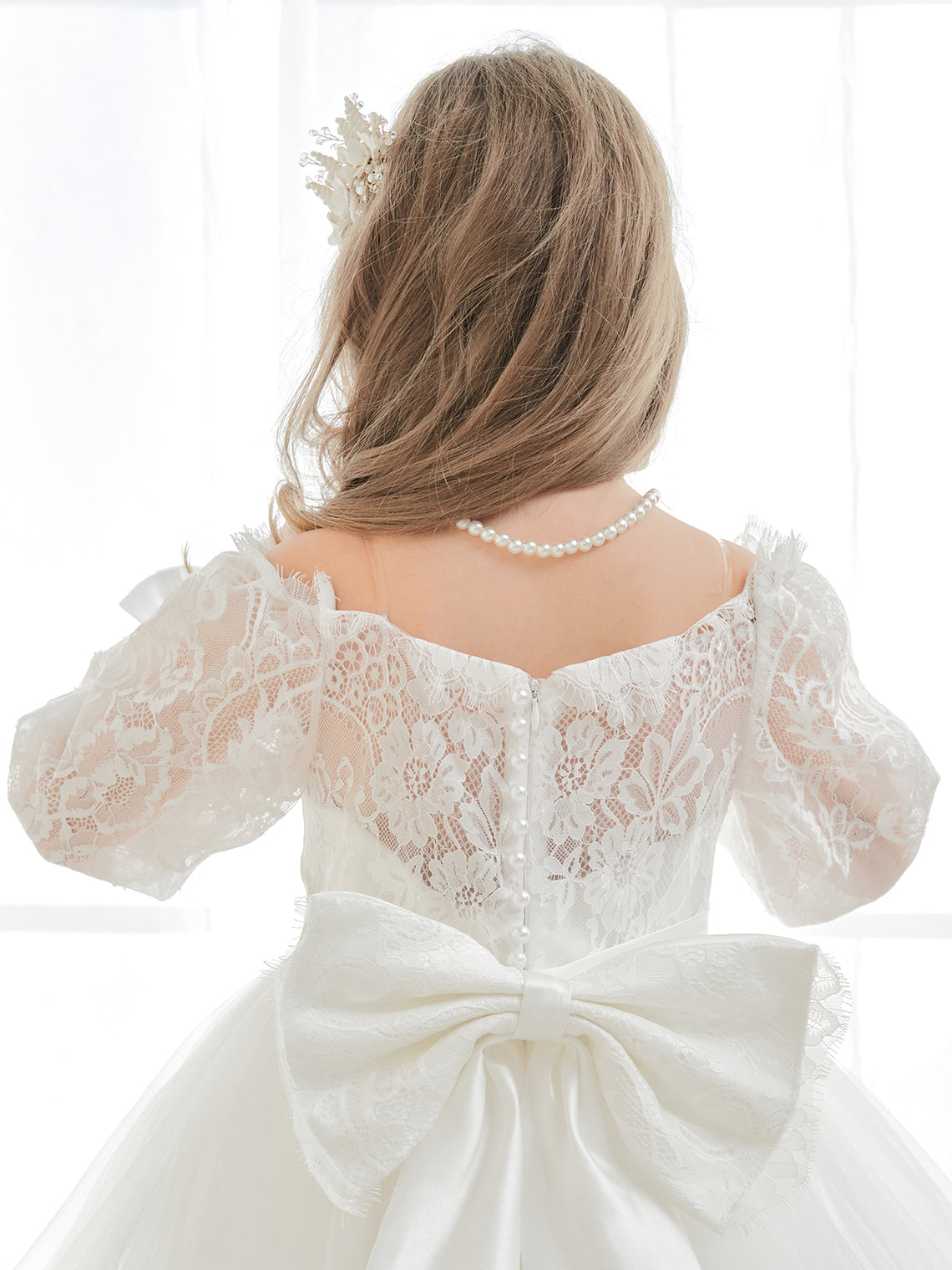 A-line Lace Tulle Floor-length Ivory Dress (2003227154)