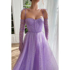 Sweetheart Spaghetti Straps A-Line Tulle Long Prom Dress With Shawl