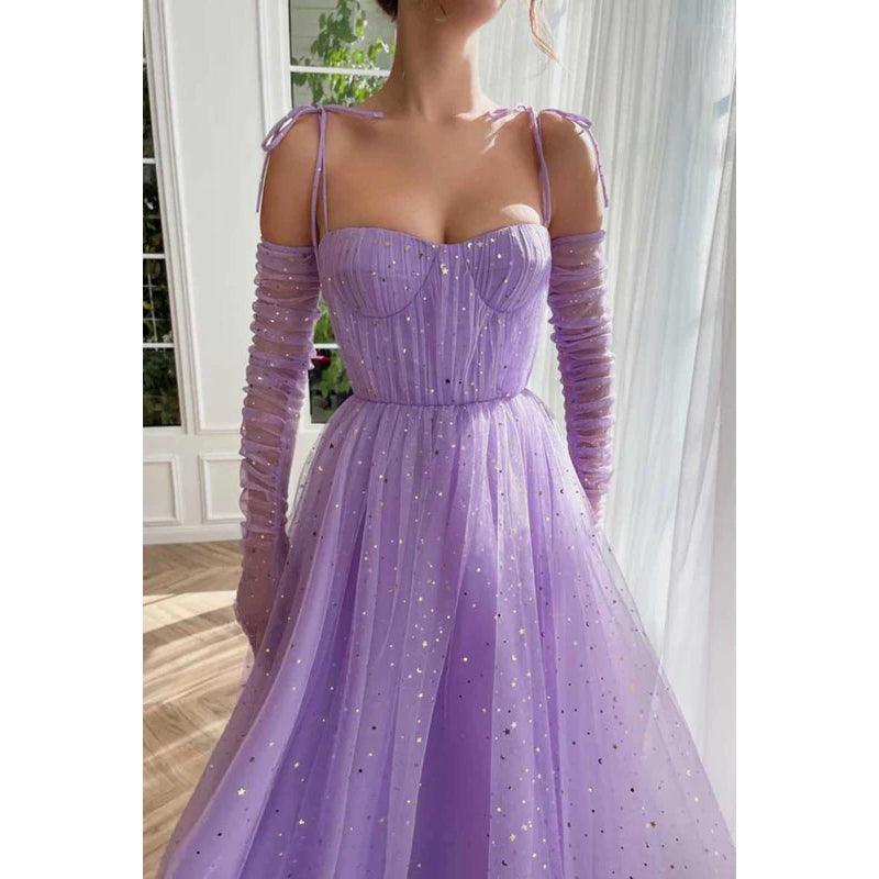 Sweetheart Spaghetti Straps A-Line Tulle Long Prom Dress With Shawl