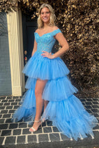 High Low Homecoming Prom Dress with Lace