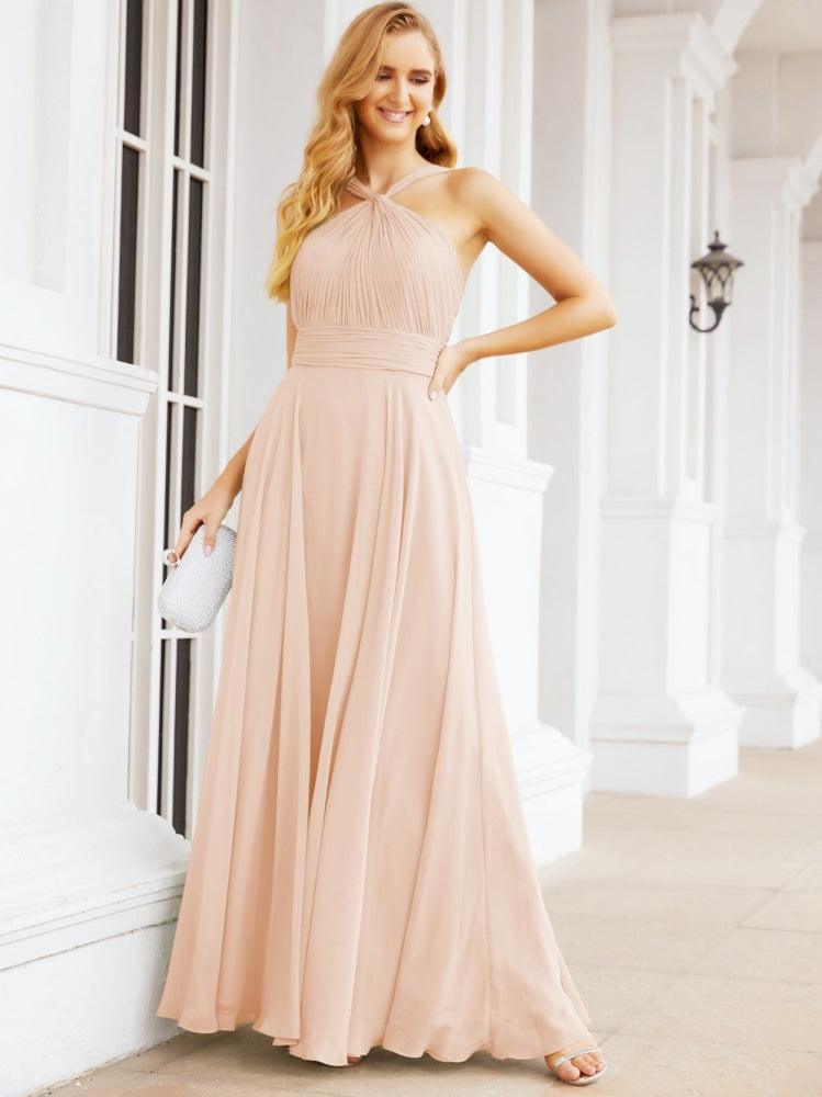 Numbersea Crisscross Halter Bridesmaid Dresses for Party Wedding Evening Prom Maxi Ball Gowns 28053